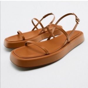 Zara Leather Sandals NEW WITH TAGS